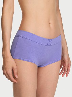 Cotton Chiloți Boyshort din bumbac, cu petic din dantelă cu logo aplicat