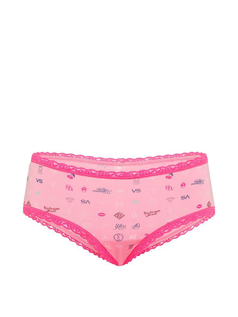 Chiloți de bumbac cu dantelă pe margini, dantelă-talie obraznică. Produsul are o culoare cu model și provine din colecția Lace Trim.