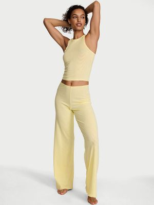 Victoria's Secret Set maiou și pantaloni, din bumbac, cu dungi în nuanțe de gri