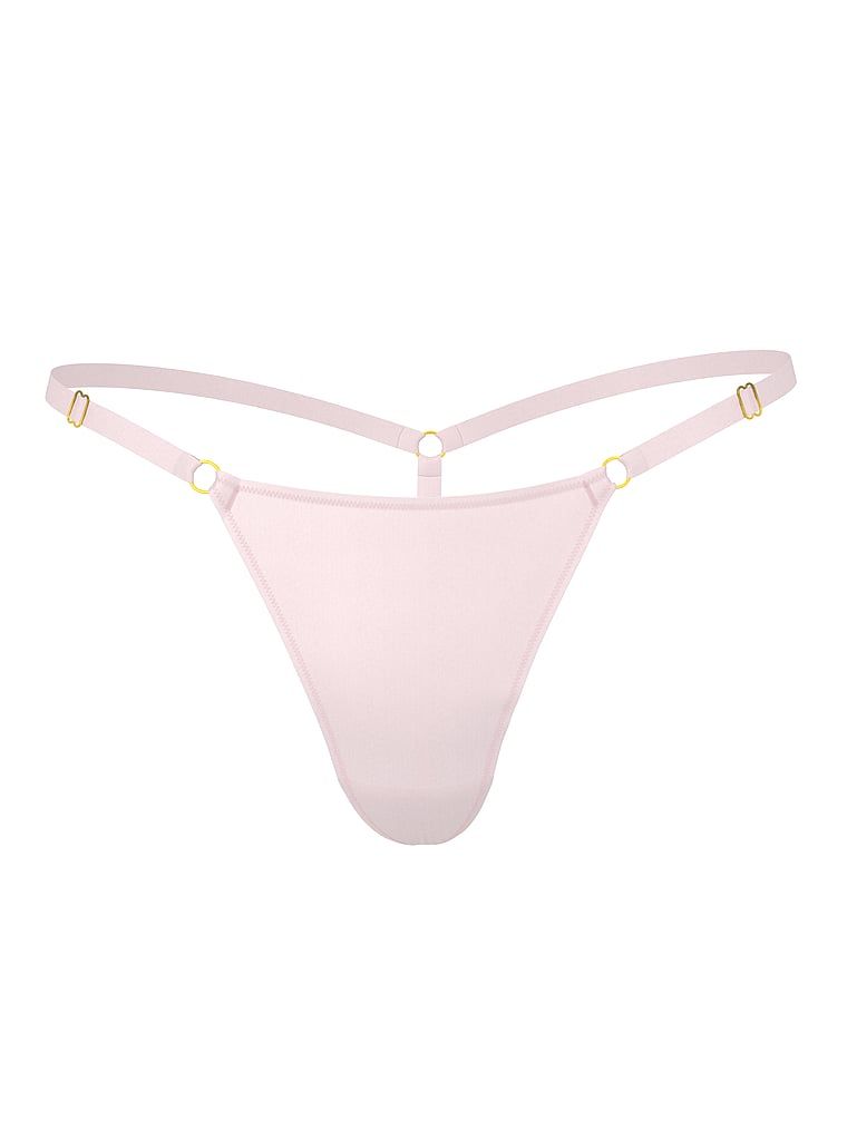 Tanga cu curele Hardware reglabile. Produsul este de culoare roz și provine din colecția Body by Victoria.