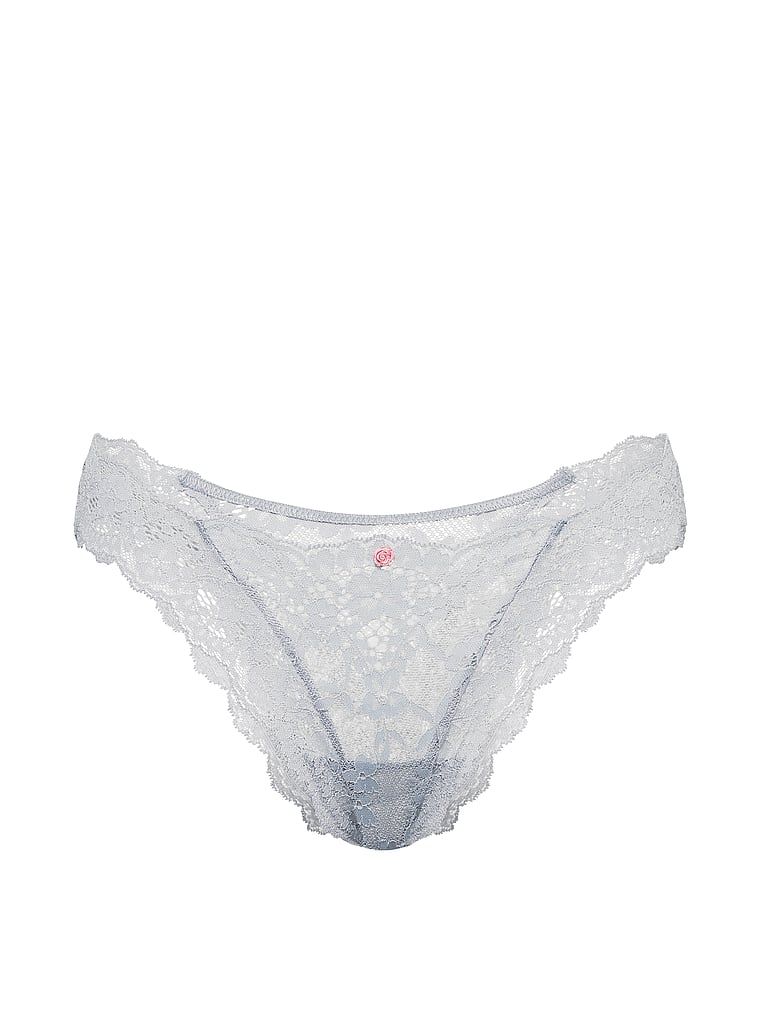 Chiloți brazilieni din dantelă. Produsul este de culoare gri și provine din colecția Dream Angels.