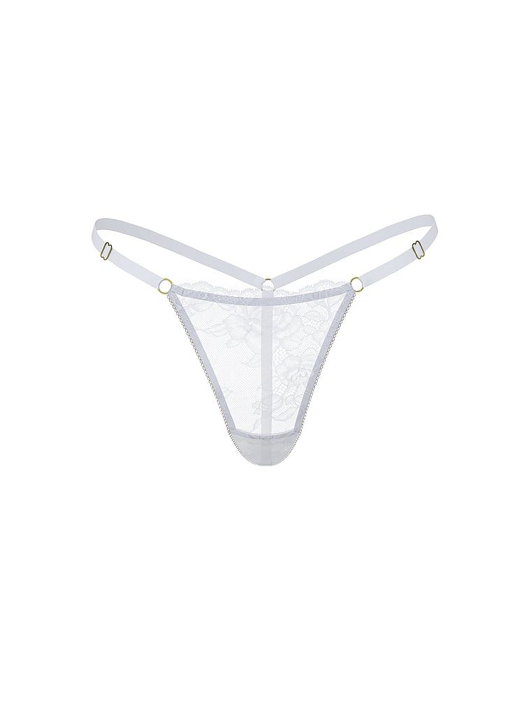 Tanga din dantelă cu bretele reglabile Rose Lace V-String. Produsul este alb și provine din colecția Very Sexy.
