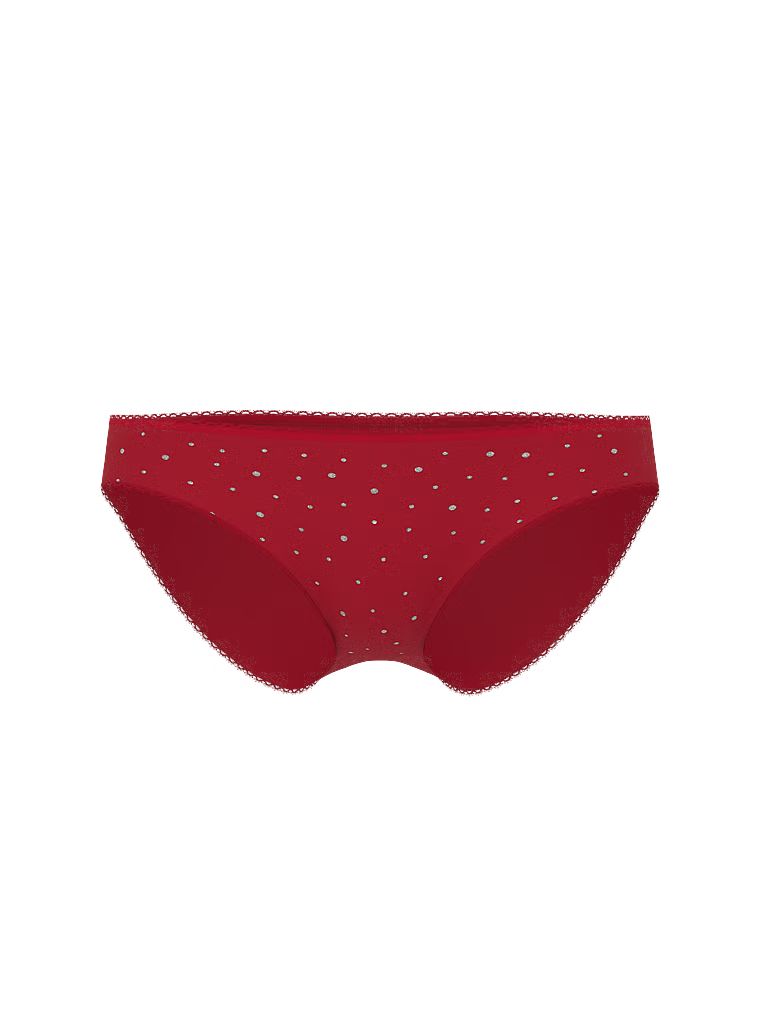 Chiloți din bumbac cu paiete Sparkle Hiphugger. Produsul este de culoare roșie și provine din colecția Victoria's Secret.