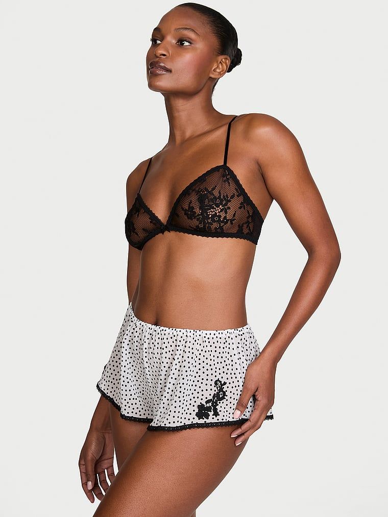 Dream Angels Set șort din șifon cu buline și Bralette din dantelă