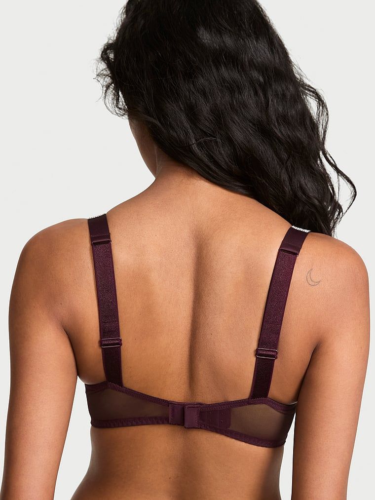 Sutien cu dantelă push-up care mărește pentru 2 mărimi Bombshell Shine Strap. Produsul este de culoare mov și provine din colecția Very Sexy.