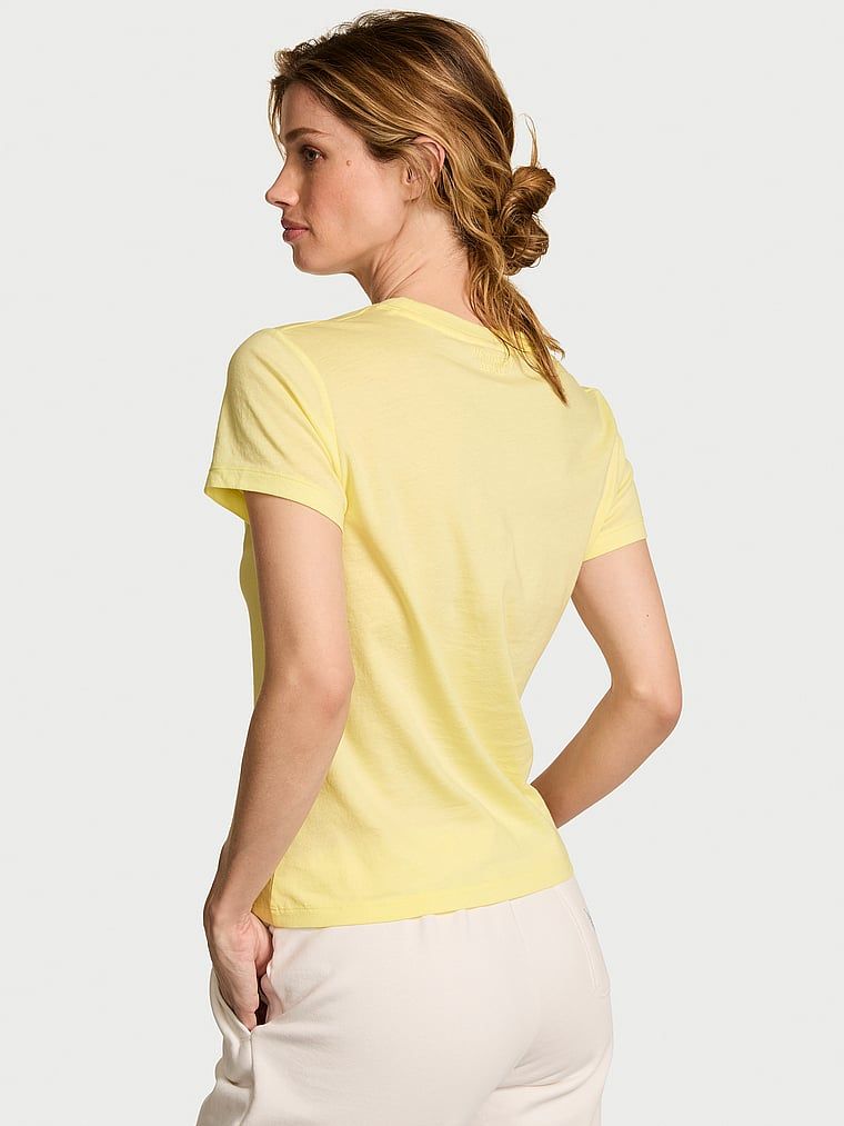 Tricou de dormit din bumbac Mix & Match. Produsul este galben și provine din colecția Victoria's Secret.
