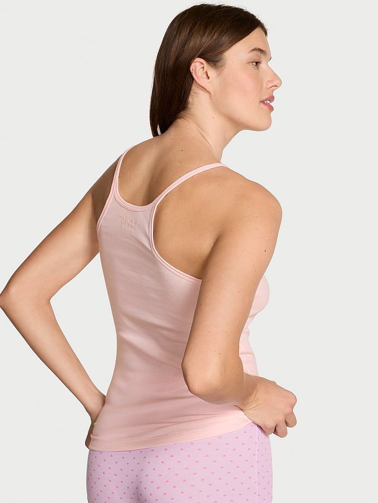 Topul de dormit din bumbac mix & match. Produsul este roz și provine din colecția Victoria's Secret.