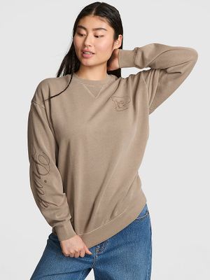 PINK Pulover Ivy Crew, oversized, din material fleece
