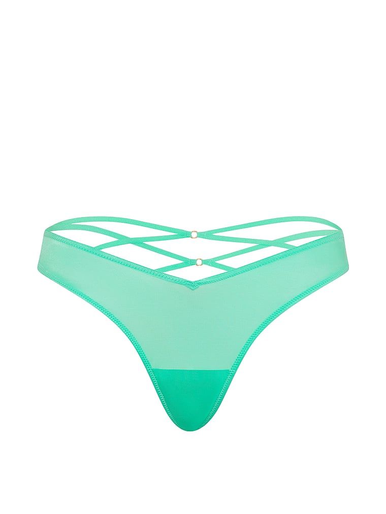 Tanga cu bretele la spate și picior înalt cu strappy-back. Produsul este de culoare albastră și provine din colecția Very Sexy.