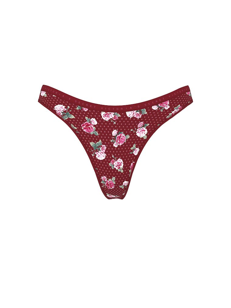 Tanga de bumbac cu picior înalt. Produsul are un model floral și provine din colecția Victoria's Secret.