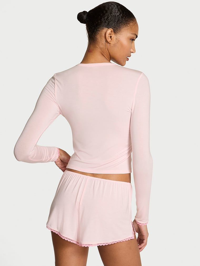 Set de dormit modal - bluză și pantaloni scurți Bowie. Produsul este roz și provine din colecția Victoria's Secret.