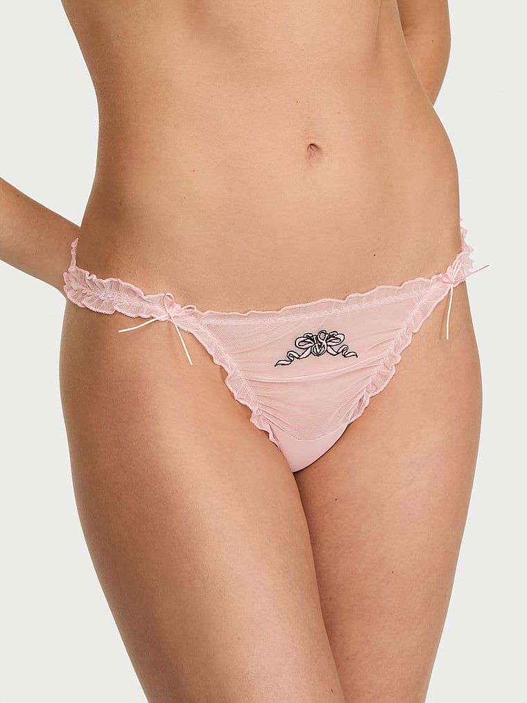 Dream Angels Chiloți Tanga din plasă încrețită, cu fundițe