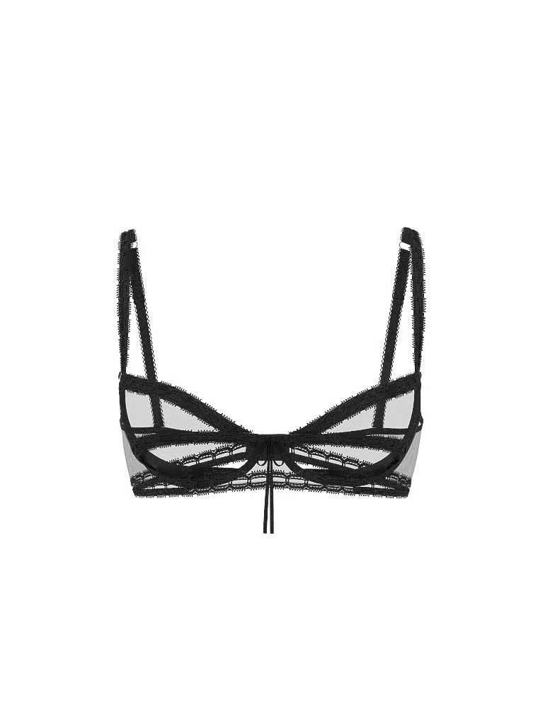 Sutien balconet fără căptușeală cu fanta cu panglică Wicked. Produsul este negru și provine din colecția Dream Angels.