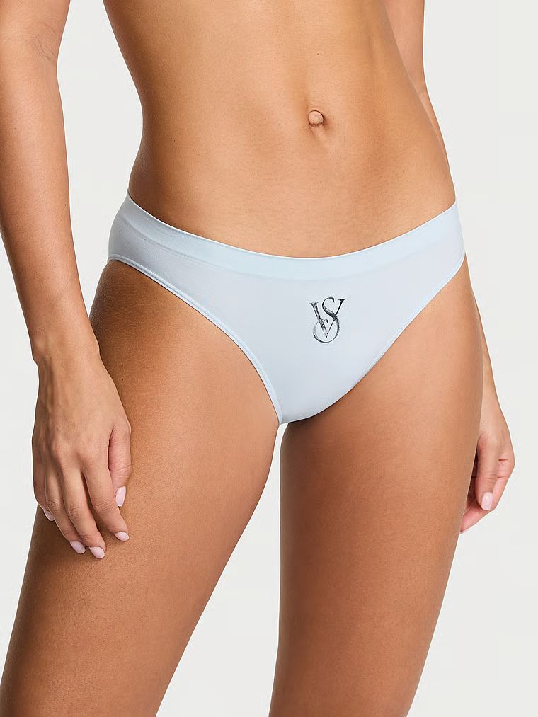 Chiloți cu logo strălucitor Seamless Sparkle Bikini. Produsul este de culoare albastră și provine din colecția Seamless