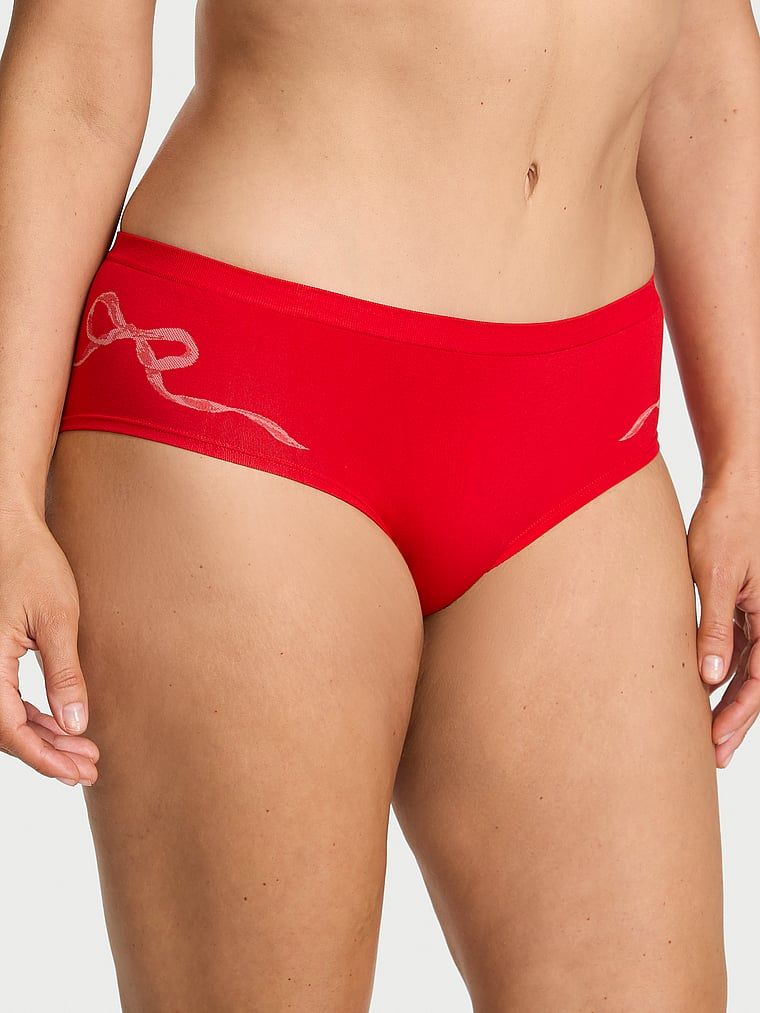 Chiloți cu fundițe Seamless Bow Hiphugger. Produsul este de culoare roșie și provine din colecția Seamless
