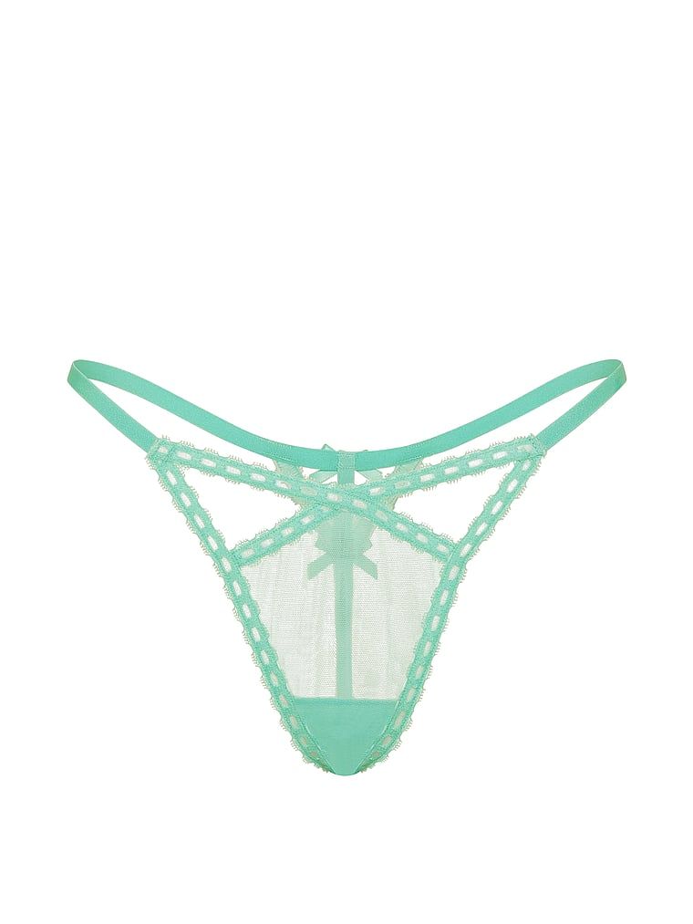 Tanga din plasă Ribbon Lot. Produsul este albastru și provine din colecția Dream Angels.