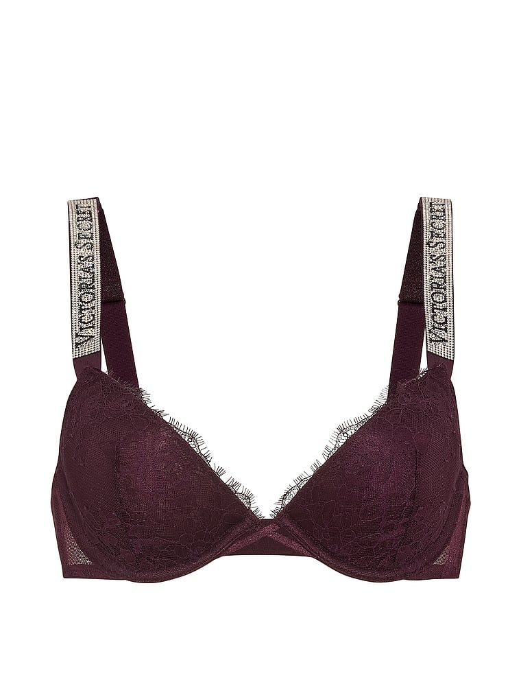 Suten din dantelă ușor căptușită cu bretele Shine Strap Demi lucioase. Produsul este de culoare mov și provine din colecția Very Sexy.