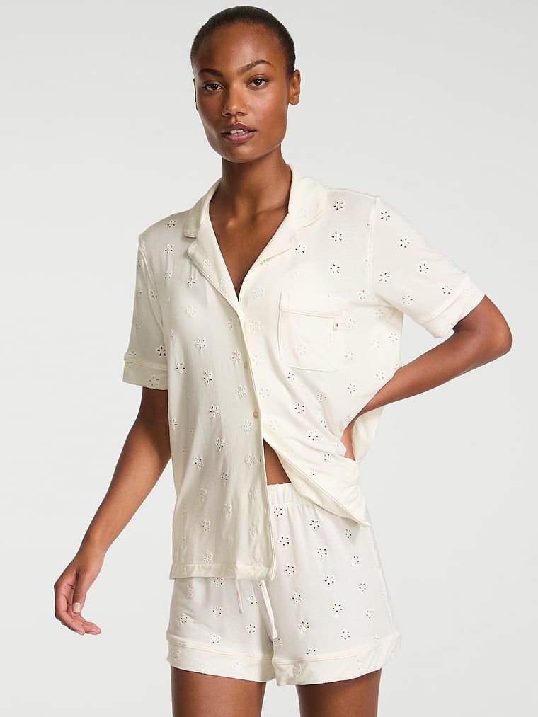 Victorias Secret Set pijama scurtă cu broderie spartă din modal moale