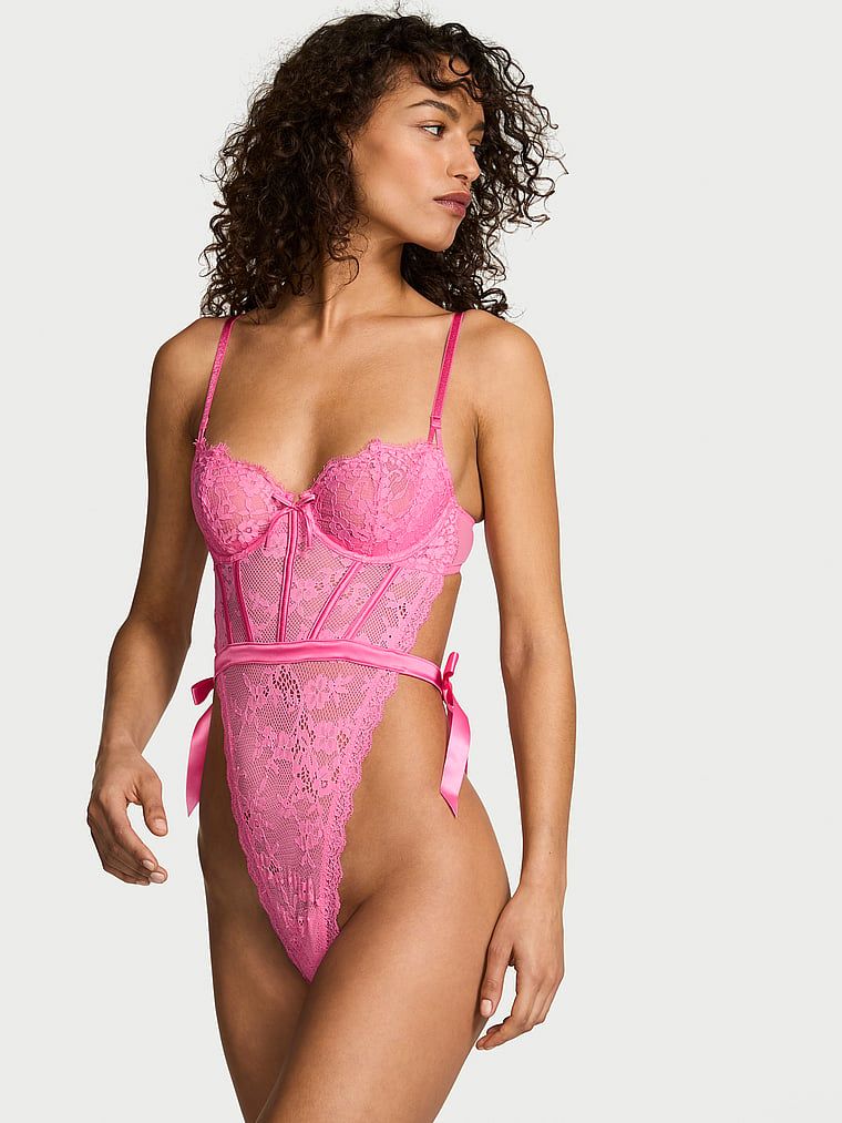 Dream Angels Body Teddy Wicked din dantelă, fără căptușeală