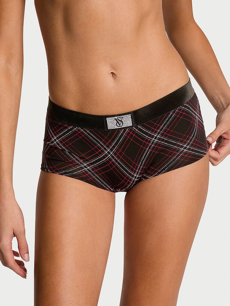Pantaloni scurți din bumbac cu logo Shine Patch Velvet strălucitor. Produsul este modelat și provine din colecția Bumbac.