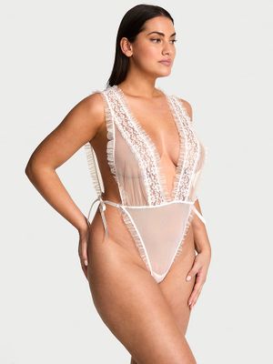 Dream Angels Piesă Teddy cu croială înaltă pe picior, din dantelă transparentă Dare to Dream