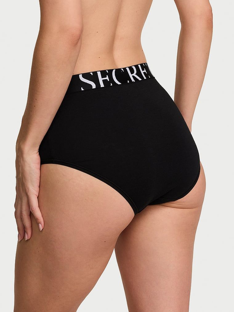 Chiloți din bumbac cu talie înaltă Logo Exploded Brief. Produsul este negru și provine din colecția Cotton.