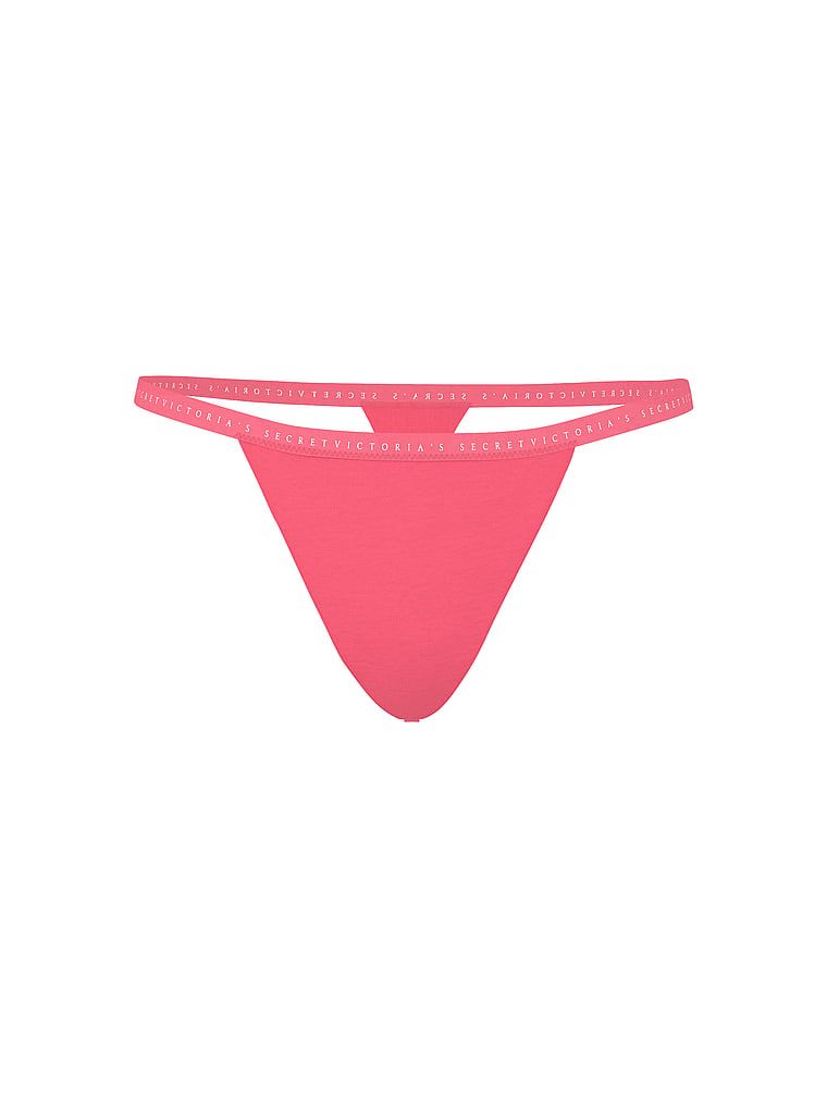 Tanga de bumbac elastic. Produsul este roz și provine din colecția Victoria's Secret.