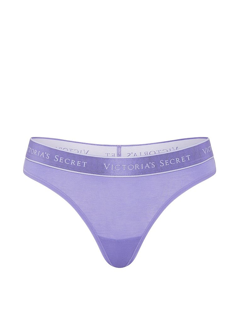 Tanga de bumbac cu logo la talie. Produsul este de culoare albastră și provine din colecția Bumbac.