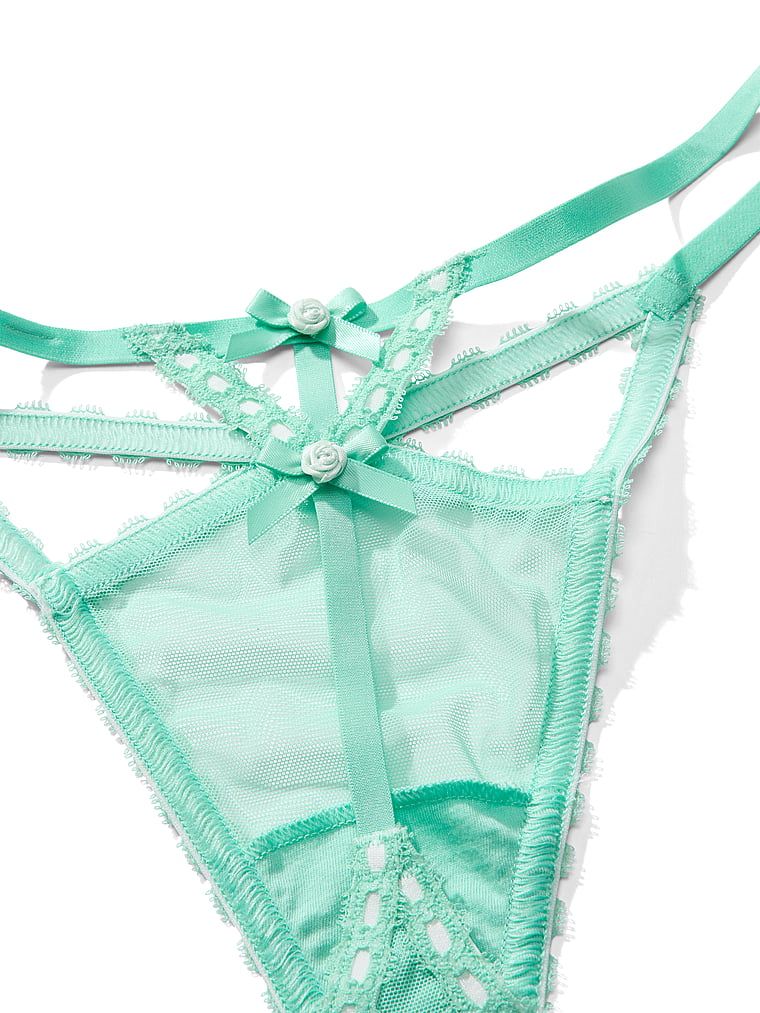Tanga din plasă Ribbon Lot. Produsul este albastru și provine din colecția Dream Angels.