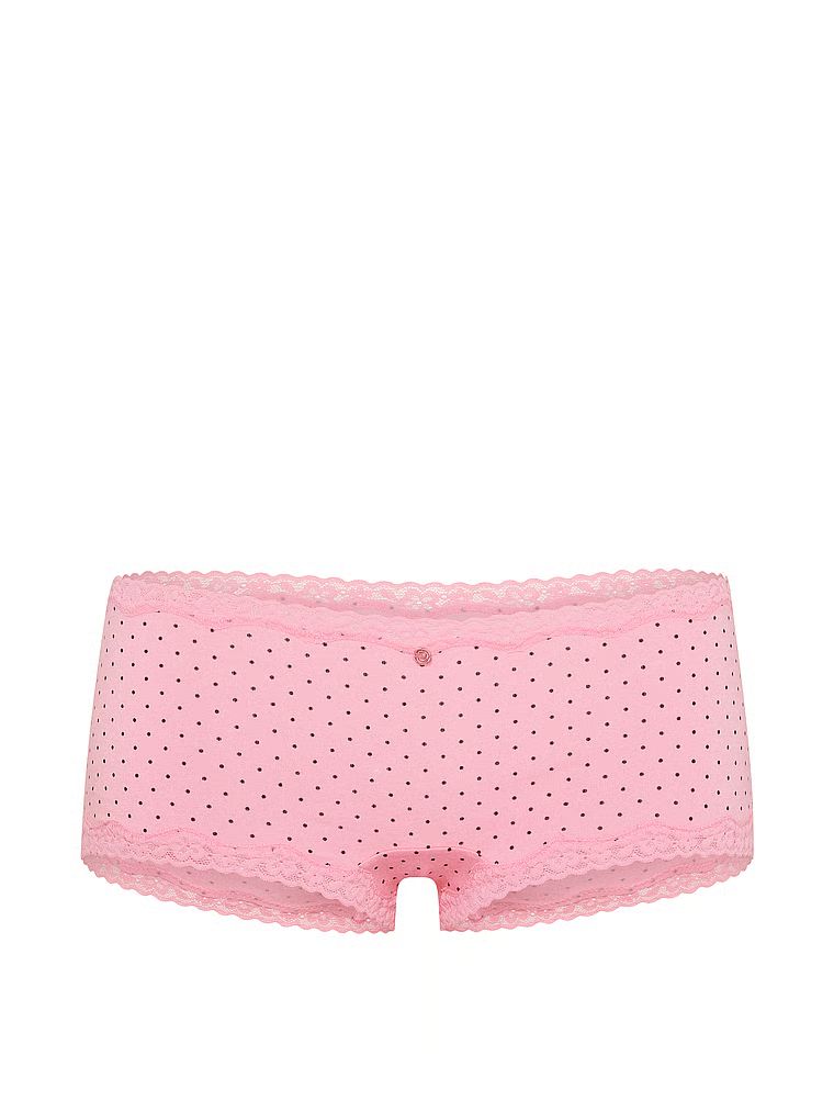 Pantaloni scurți de bumbac cu dantelă pe margini: Boyshort cu margini din dantelă. Produsul are o culoare cu model și provine din colecția Lace Trim.