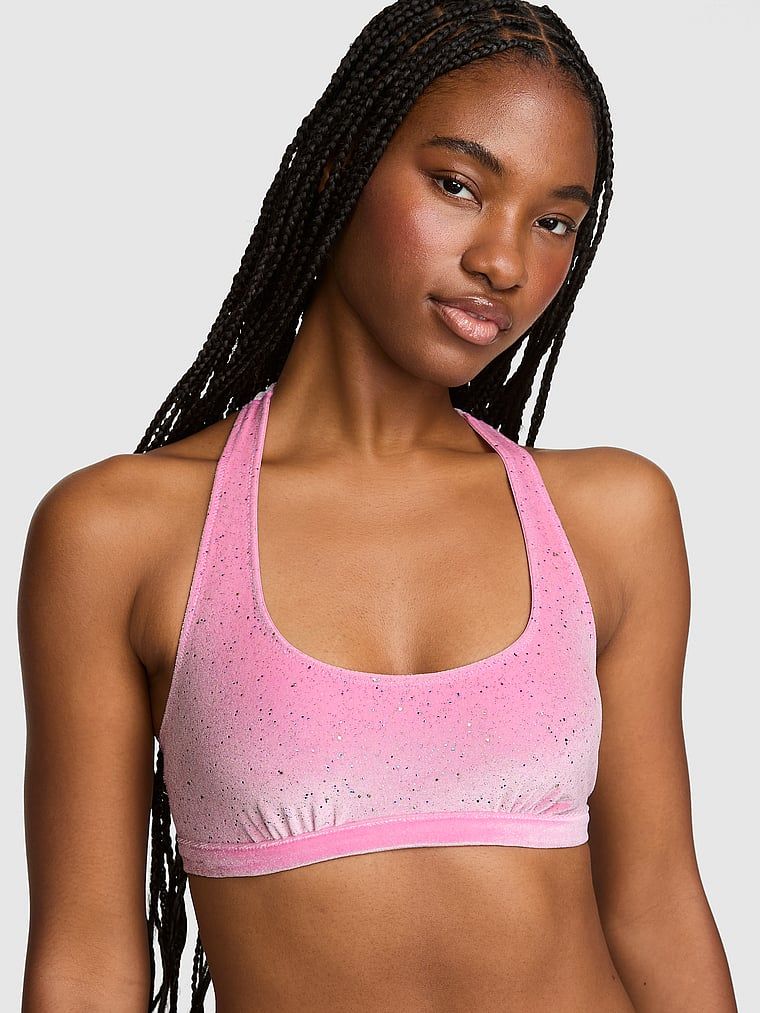 PINK Bralette necăptușit cu spate racerback Plush Touch