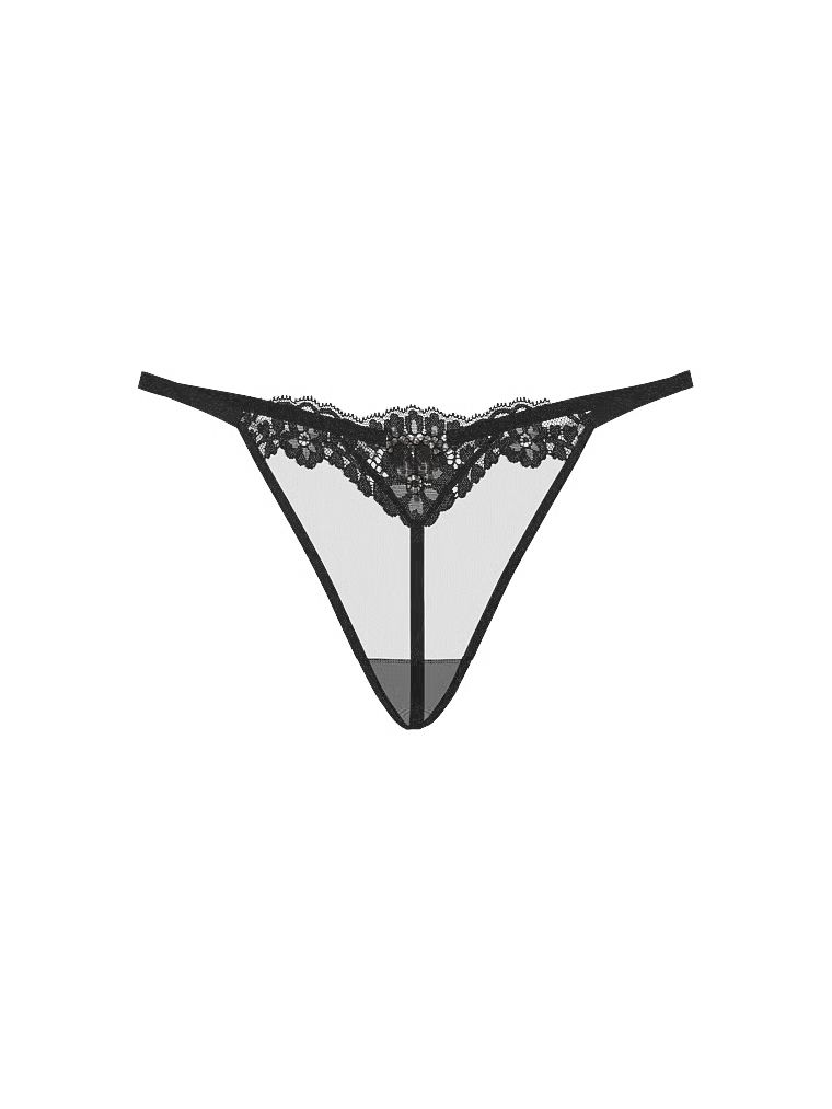 Tanga Crystal Heartware cu o inimă sclipitoare în spate. Produsul este negru și provine din colecția Dream Angels.