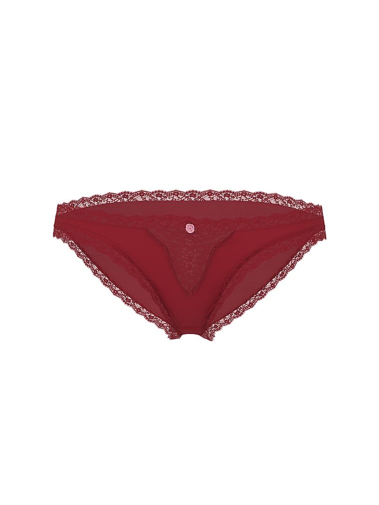 Chiloți din dantelă pe marginile bikinilor cu dantelă. Produsul este de culoare roșie și provine din colecția Dream Angels.