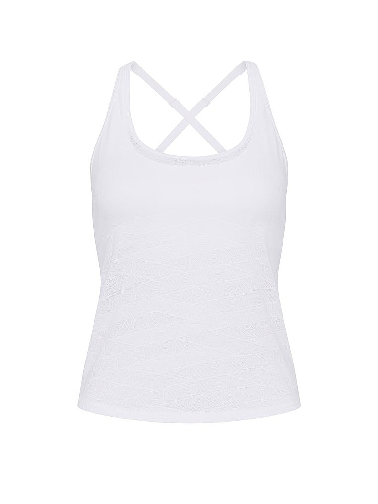 Dantelă cu logo-ul VSX Sport Top. Produsul este alb și provine din colecția VSX.