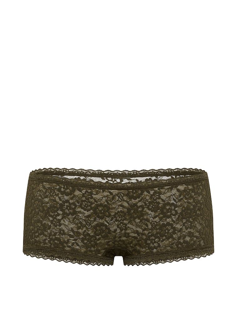 Pantaloni scurți din dantelă, pantaloni scurți cu talie joasă Boyshort. Produsul este de culoare verde și provine din colecția Lacie.