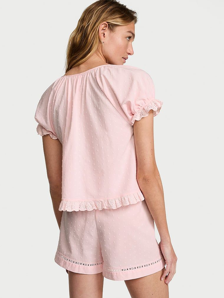Pijamale vintage din bumbac cu pantaloni scurți Dream. Produsul este roz și provine din colecția Victoria's Secret.