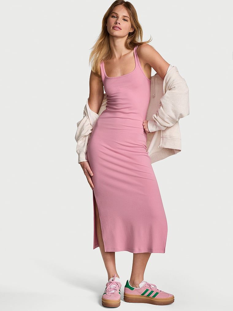 Rochie medie bodycon cu nervuri, din material moale All-Day