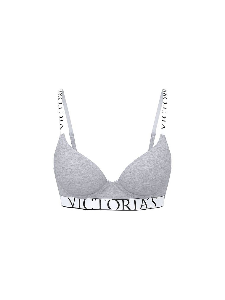 Sutien din bumbac ușor căptușit, Logo Exploded Demi. Produsul este de culoare gri și provine din colecția de tricouri.