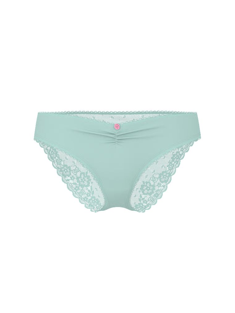 Chiloți din bumbac cu plasă la spatele bikiniului Heart Lace. Produsul este albastru și provine din colecția Victoria's Secret.