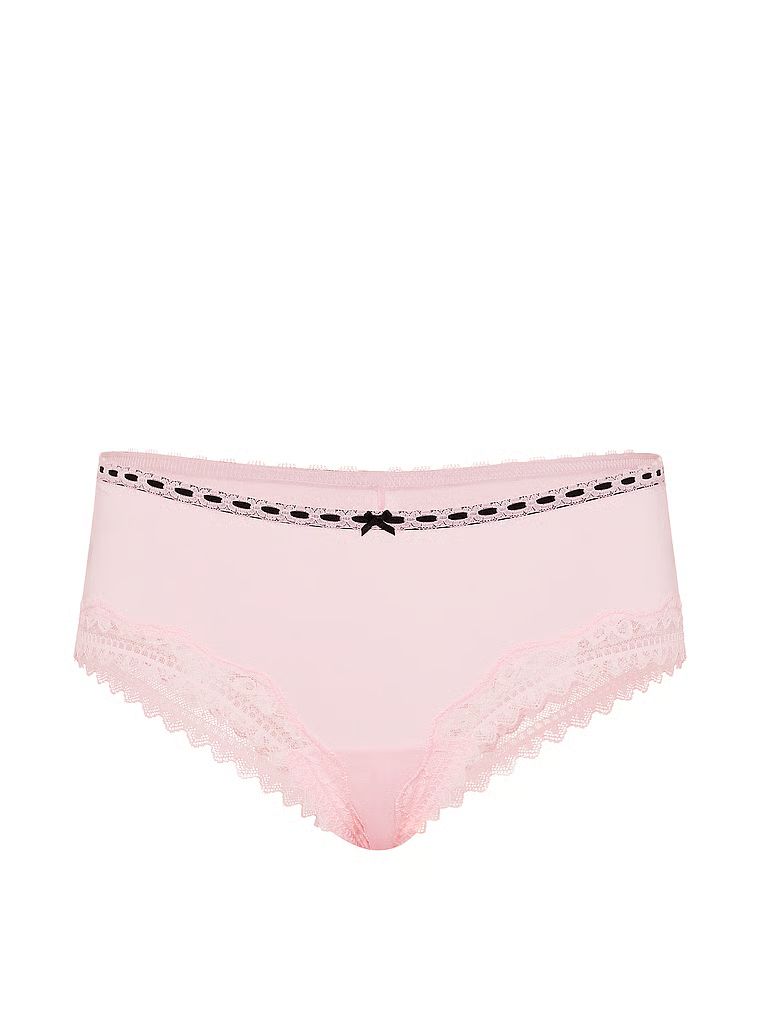 Chiloți din bumbac cu margini de dantelă cu fundă. Produsul este roz și provine din colecția Lace Trim.