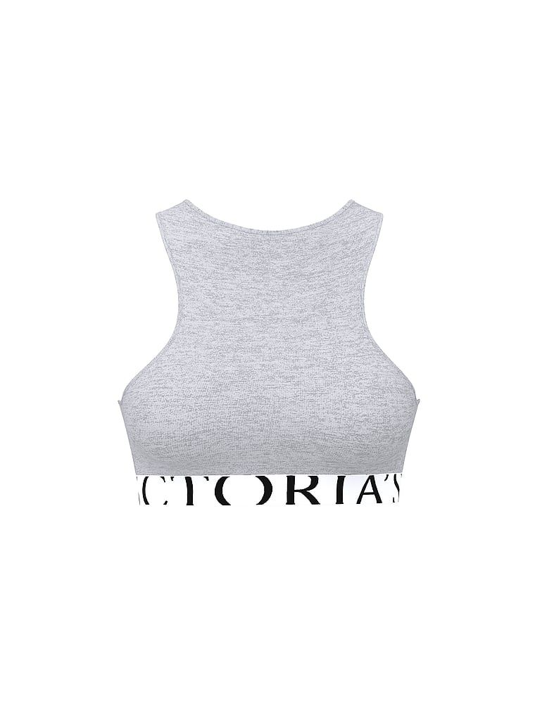 Bralet bralet din bumbac Logo Exploded cu guler înalt. Produsul este de culoare gri și provine din colecția de tricouri.