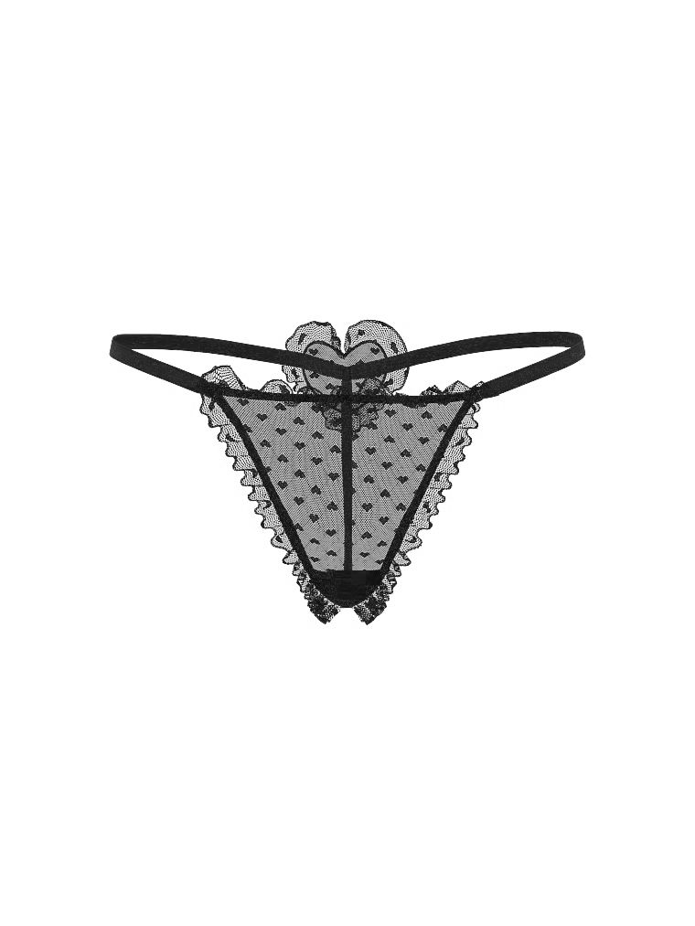 Tanga cu șifon în formă de inimă. Produsul este modelat și provine din colecția Dream Angels.