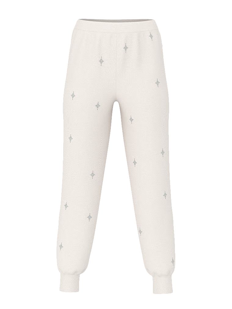 Pantaloni de trening cu cristale Crystal Sparkle. Produsul este de culoare albă și provine din colecția Victoria's Secret.