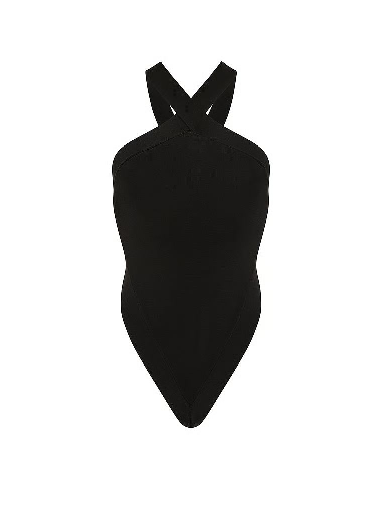 Body cu spatele deschis din tricotă. Produsul este negru și provine din colecția Very Sexy.