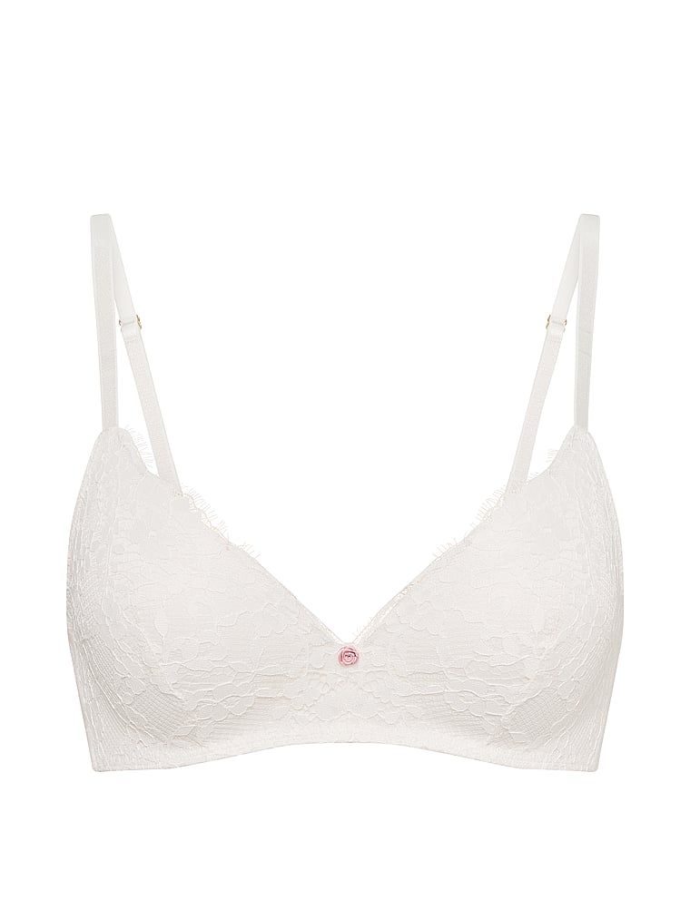 Sutien push-up din dantelă fără sârmă. Produsul este alb și provine din colecția Dream Angels.