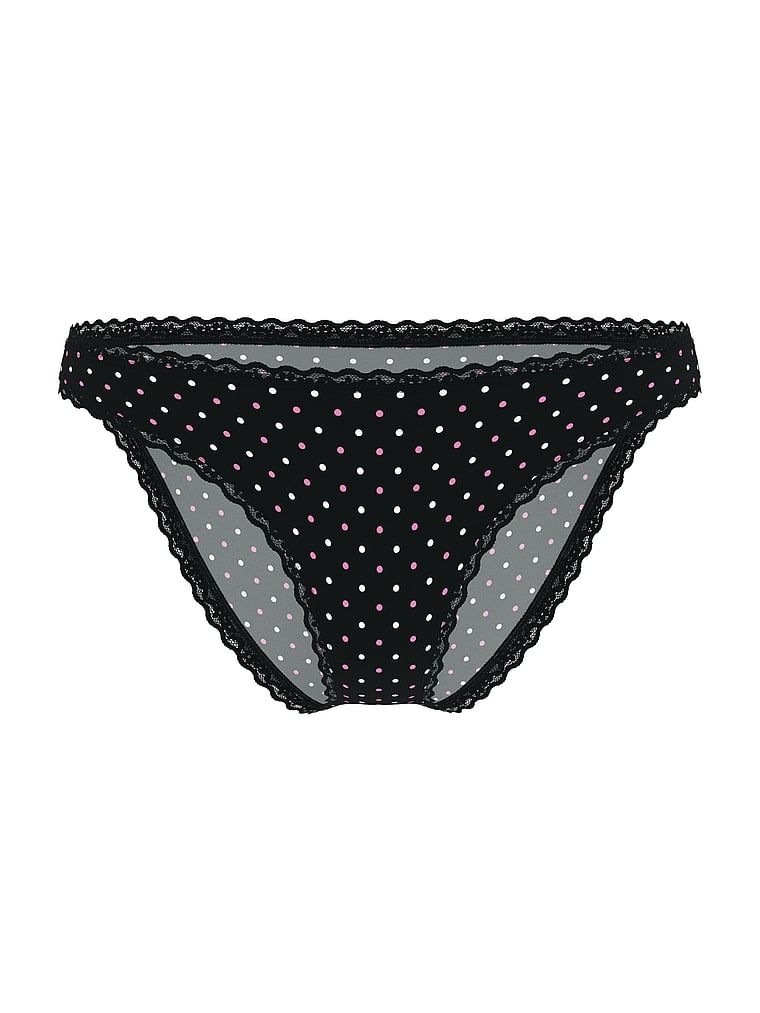 Chiloți din bumbac cu dantelă Lunghi-Trim Bikini. Produsul este modelat și provine din colecția Lacie.