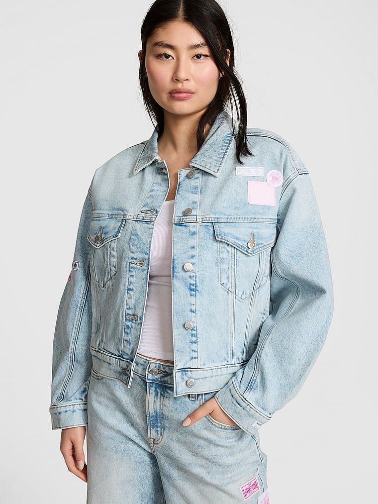 Jachetă din denim boyfriend (trucker) Denim by PINK