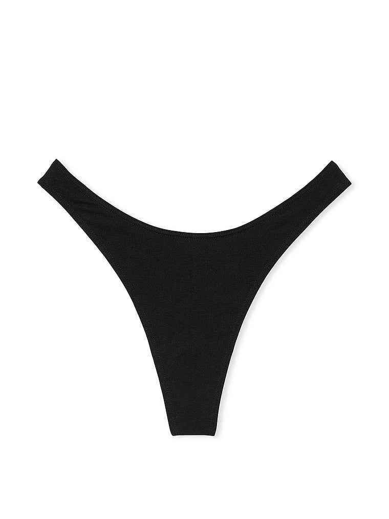 Tanga din bumbac High-Leg Scoop. Produsul este negru și provine din colecția Victoria's Secret.