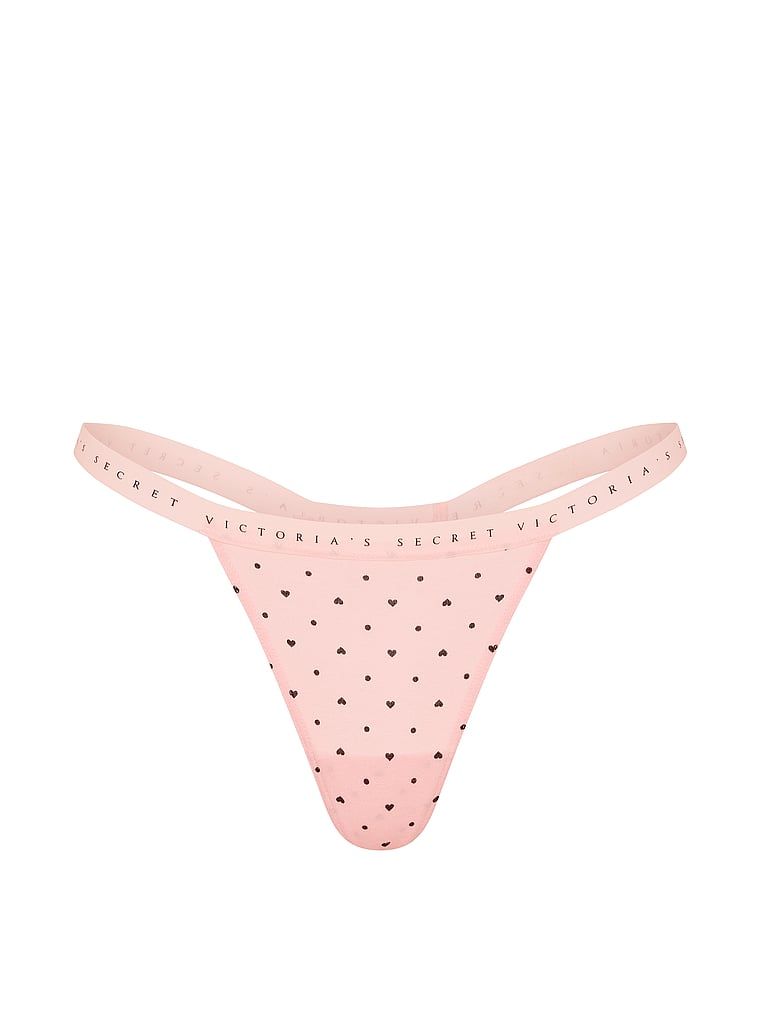 Tanga de bumbac elastic. Produsul este modelat și provine din colecția Victoria's Secret.