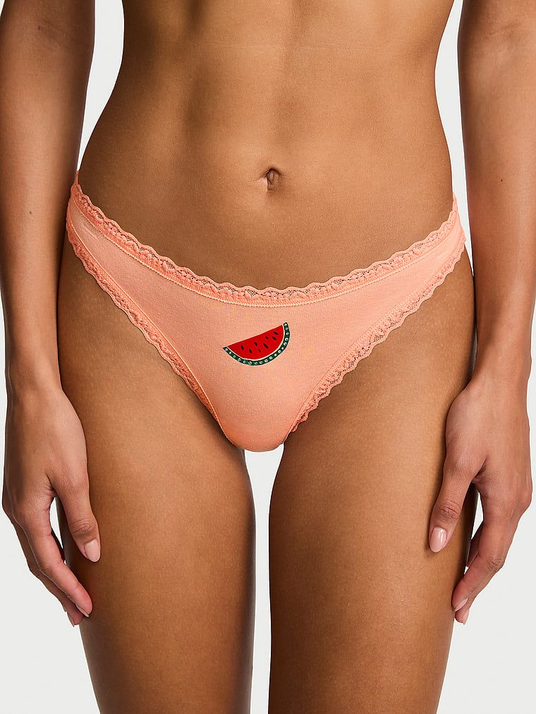 Tanga de bumbac cu dantelă pe margini: talie din dantelă. Produsul este multicolor și provine din colecția Lace Trim.